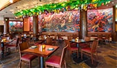 Makahiki Buffet Restaurant features an open air dining room with tropical themed décor