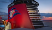 The funnel of the Disney Wish cruise ship