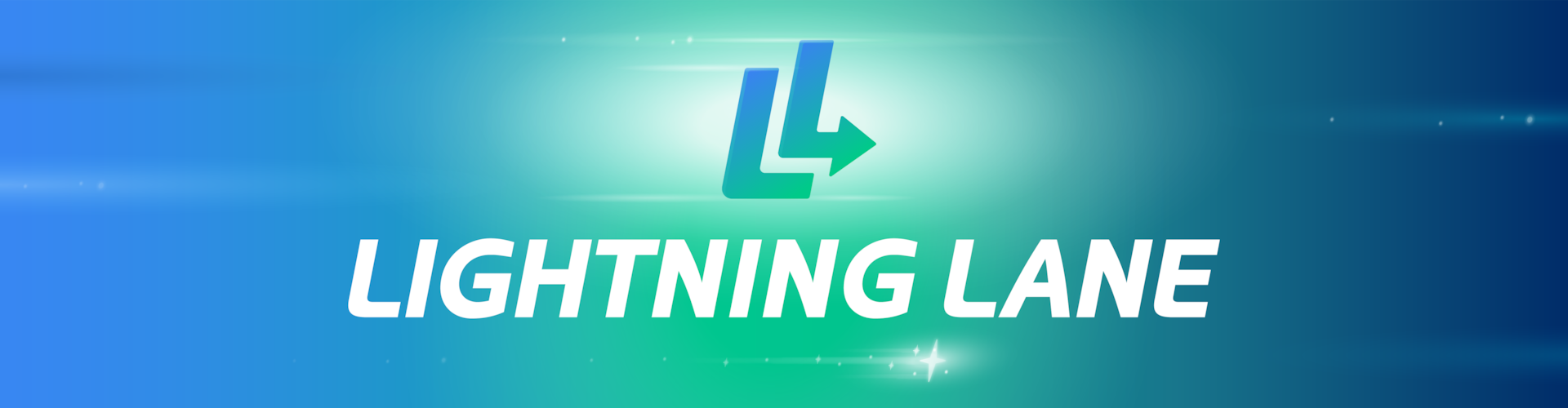 A banner with the Lightning Lane logo