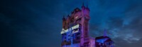 Exterior of The Twilight Zone Tower of Terror at night