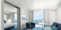 A privilege suite, featuring a bed and a balcony A privilege suite, featuring a bed and a balcony