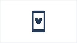 An icon of a mobile phone with a Mickey silhouette inside