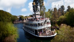 The stately Mark Twain Riverboat on the Rivers of America in Disneyland Park