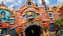 Wacky entrance to Roger Rabbit's Car Toon Spin attraction at Disneyland Park