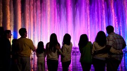 Guests stand in a preferred viewing area and watch the World of Color show