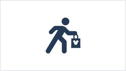 An icon of a person holding a shopping bag with Mickey on it