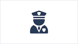 An icon featuring a security officer wearing a badge
