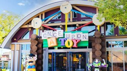 The entrance of the Once Upon A Toy shop at Disney Springs