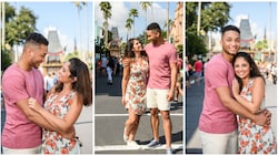 A man and a woman strike 3 different poses on Hollywood Boulevard