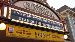 The signage for Main Street Cinema reading, “Now Showing Mickey Mouse Star of the Silver Screen”