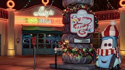 A holiday sign reading ‘Luigi's Joy to the Whirl’