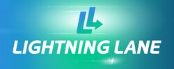 A banner with the Lightning Lane logo