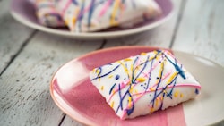 A sugar cookie decorated to resemble a Pop Tart pastry
