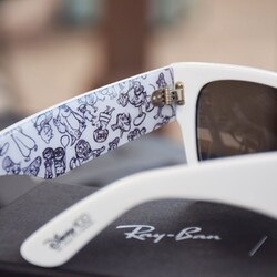 White Ray-Ban sunglasses with Disney character designs