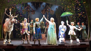 A stage performance featuring the cast of FROZEN