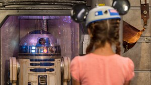 A young girl encounters R2D2
