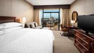 Decorated with contemporary furnishings, this room includes a king-size bed and a balcony with a great view