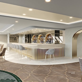 El área del bar del Salón Concierge con temática de “Aladdin”