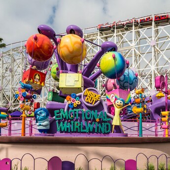Emotional Whirlwind, a Pixar Pier attraction with themes from the Disney film Inside Out