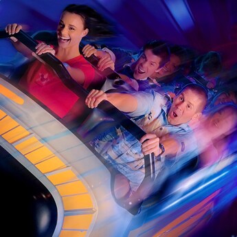 Hold on tight for a thrilling ride through Space Mountain!