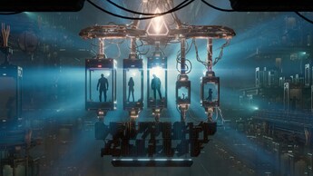 The Guardians suspended in containment units during Guardians of the Galaxy Mission Breakout
