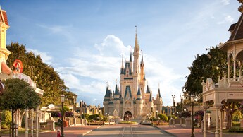Main Street, U.S.A. leading to Cinderella Castle in all of its majesty
