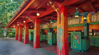 La entrada a Flame Tree Barbecue, un restaurante de servicio rápido en el Disney Parque Temático 's Animal Kingdom