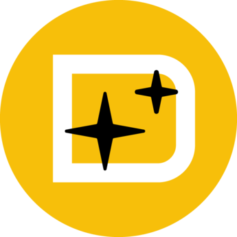 An icon of a D with stars on it representing ticket upgrade benefits
