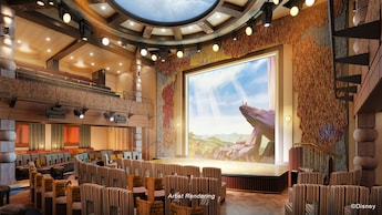 An entertainment venue outfitted with Lion King decor