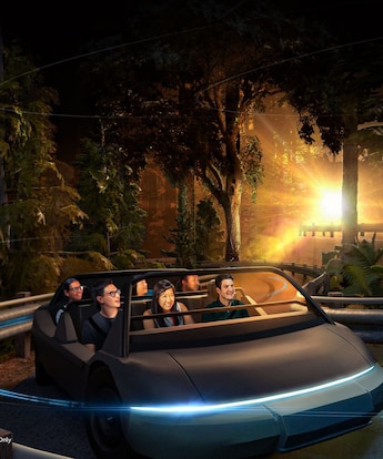 Artistic rendering of Guests riding on Test Track Presented by General Motors