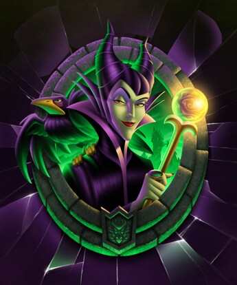 An illustration of Maleficent and her crow Diablo