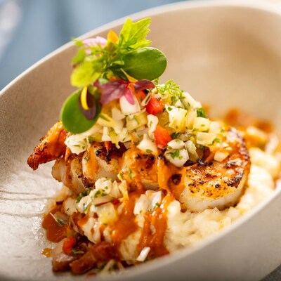 Close-up of shrimps and grits at Narcoosee's