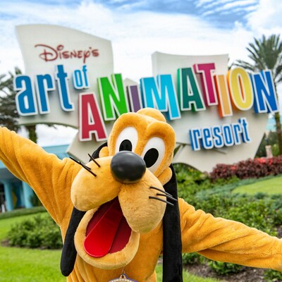 Pluto welcomes Guests to Disney's Art of Animation Resort