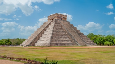 The mammoth Kukulkan pyramid, part of the Chichen Itza ruins in Cozumel, Mexico