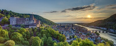 Heidelberg Castle looming over a hillside village