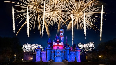 Sleeping Beauty's Winter Castle sparkles with lights and holiday decorations