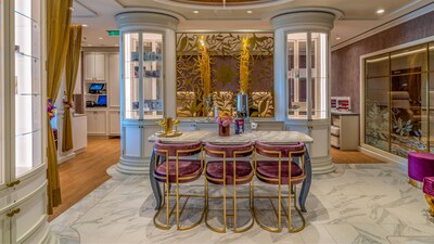 The reception area of an upscale salon