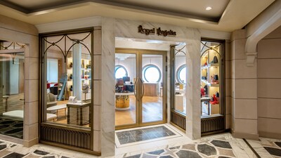 The exterior of Royal Regalia reveals an upscale retail space with double doors