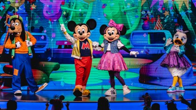Goofy, Mickey Mouse, Minnie Mouse and Daisy Duck on stage during Disney Jr. Mickey Mouse Clubhouse Live!