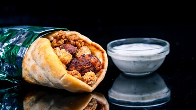 An Impossible Victory Falafel with Tzatziki sauce from Shawarma Palace in Disney California Adventure Park
