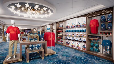 An artist rendering of the Disney Adventure World of Disney retail store