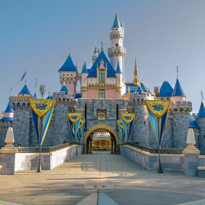 Exterior view of Sleeping Beauty Castle inside Fantasyland at Disneyland Park in Anaheim, CA
