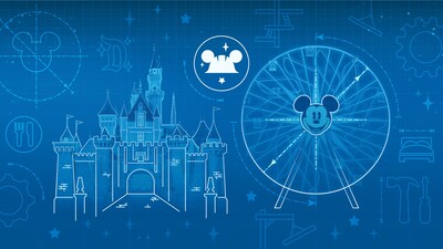 Una ilustración digital que representa renovaciones planificadas que incluye el Castillo de la Bella Durmiente y la atracción Pixar Pal A Round