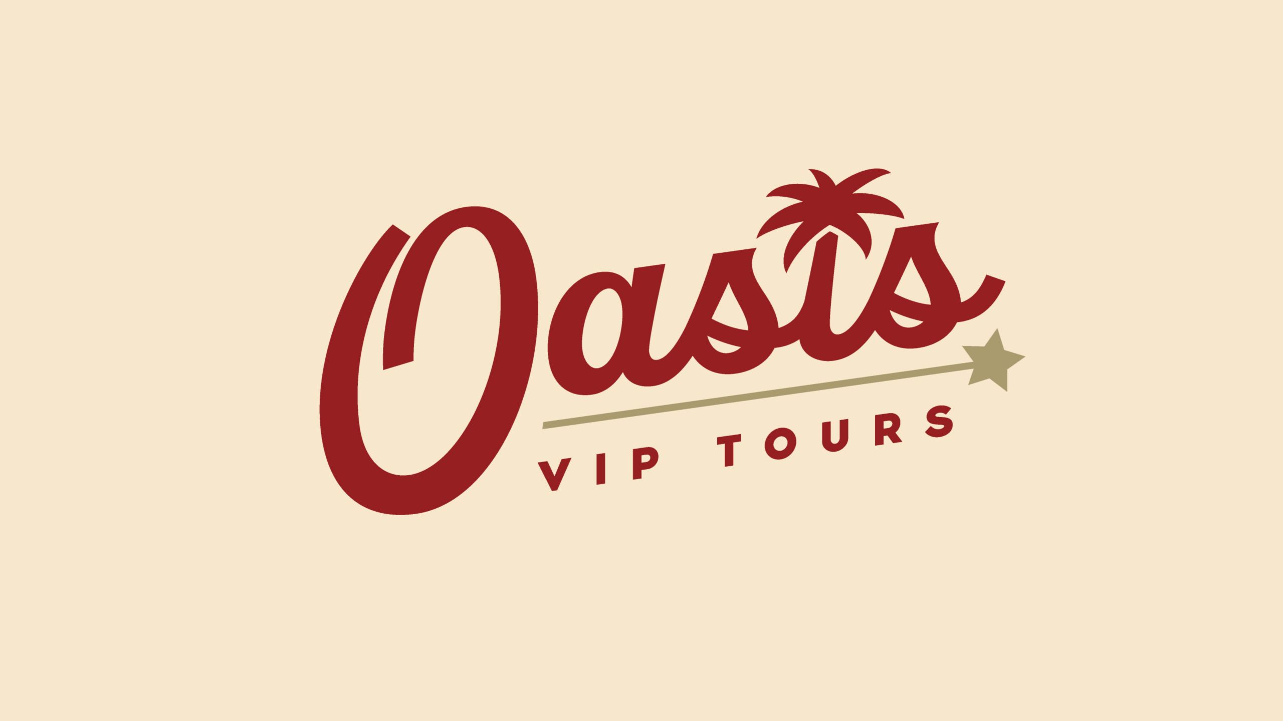 The Oasis VIP Tours logo featuring a palm tree as the letter I 