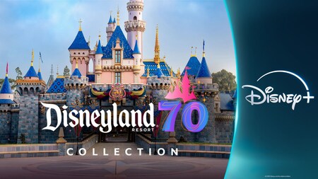 Sleeping Beauty Castle with text that says ‘Disneyland Resort 70 Collection’ and a logo of Disney Plus