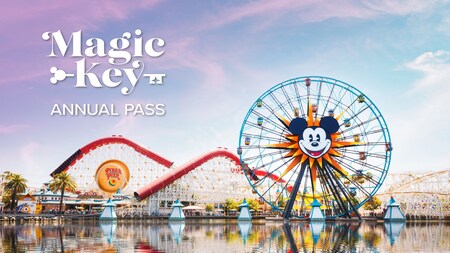 The Incredicoaster and Pixar Pal a Round attractions with text that says ‘Magic Key Annual Pass’