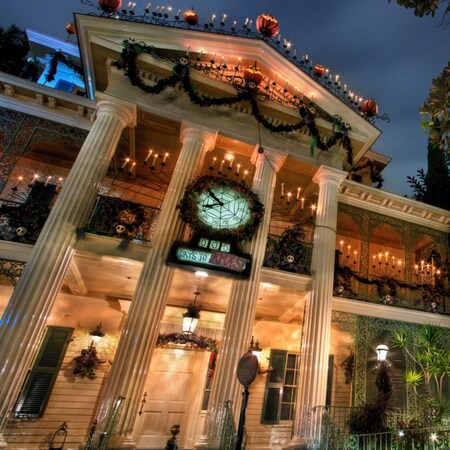 The Haunted Mansion with decorations inspired by ′Tim Burton’s The Nightmare Before Christmas′ at the Disneyland Resort