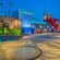 The exterior of WEB SLINGERS: A Spider-Man Adventure at dusk