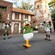Mickey Mouse, Donald Duck and Goofy dressed in safari attire while standing outside of Tusker House Restaurant