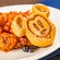 The Hot Honey Chicken and Waffles with Mickey shaped waffles at Ale & Compass Restaurant